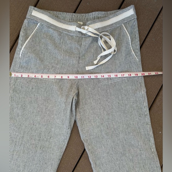 34*.CASLON Linen-Blend Drawstring Waist Stylish Pants White and Black Pinstripe - Picture 10 of 15